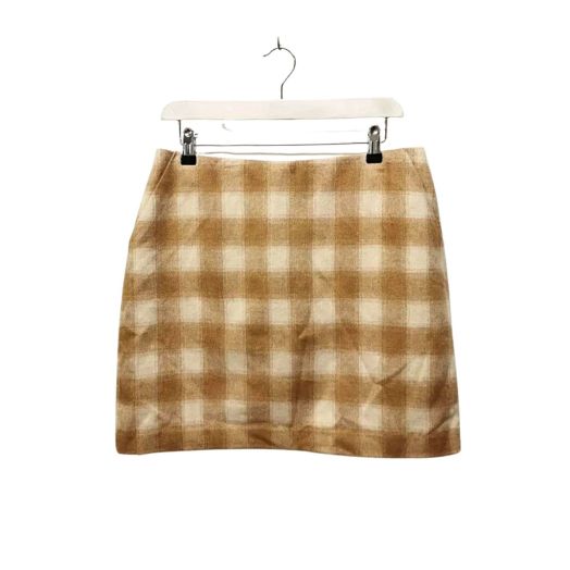 Warehouse Beige Check Mini Skirt - Size UK14