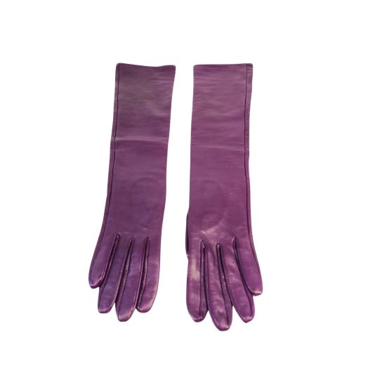 Manokhi Purple Long Leather Gloves - Size 52